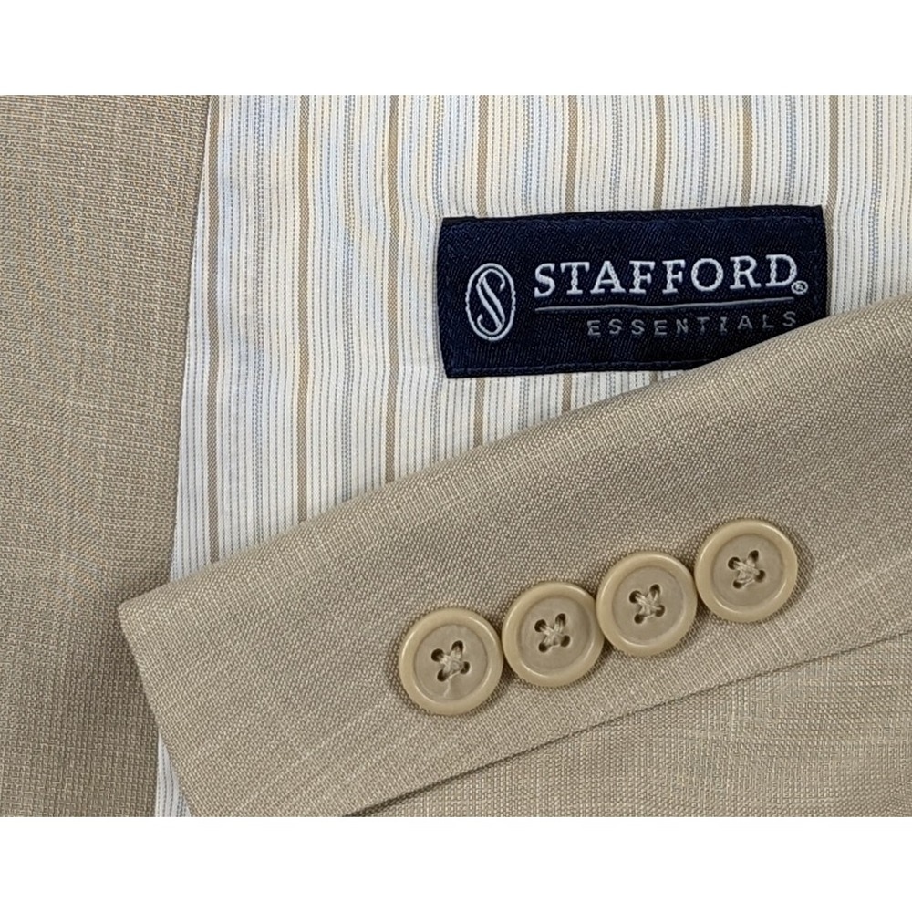 Mens Stafford Essentials Blazer Sport Coat Sport Jacket Ivory‎ 44L Polyester